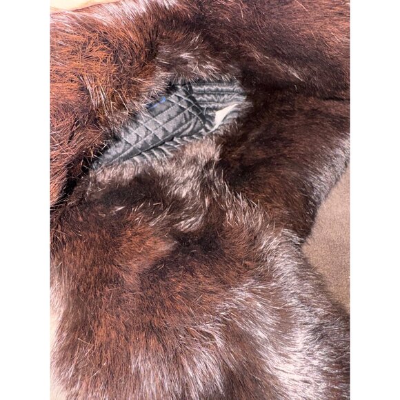 Vintage Russian Aviator Hat With Fur Trim & Quilted Lining - Picture 7 of 13